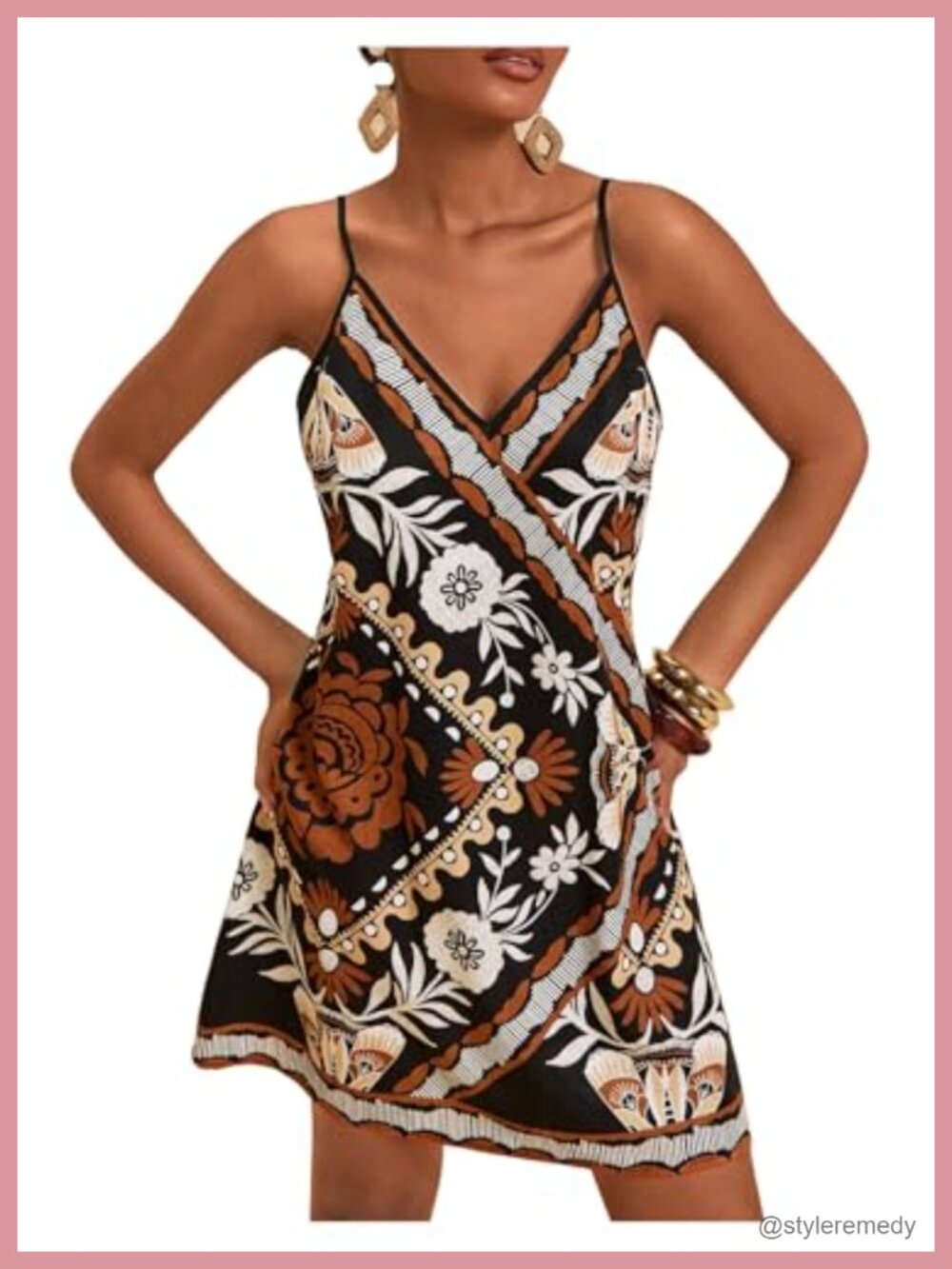 Boho Short Cami Sundress V-Neck Adjustable Spaghetti Strap Resort Wear